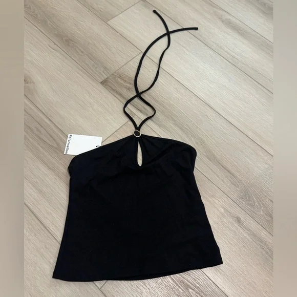 NWT REFORMATION JUNIPER KNIT HALTER TOP - BLACK - SIZE SMALL -pristine condition - Picture 4 of 4